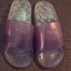 Coach Iridescent Lavender Slide Sandals